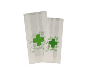 sachet médicaments cachets papier kraft blanc recyclable imprimé personnalisé commerce matière naturelle végétale biosourcé éco-responsable écologique pharmacie
