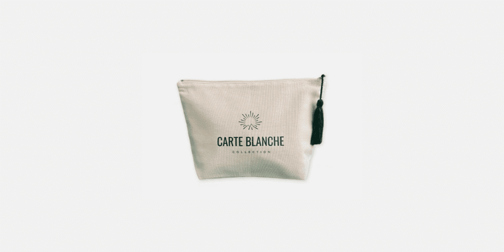 Trousse de Toilette en Coton avec écrit Carte Blanche