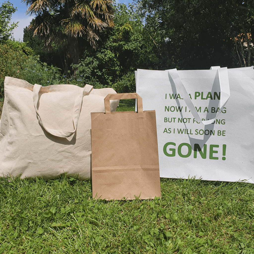Eco-responsible bags made from cotton, Kraft paper and PLA Wasteless Group