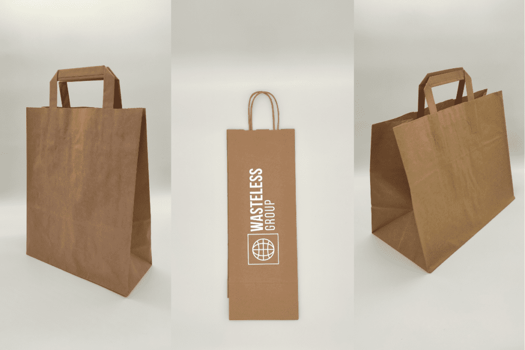 Affordable Kraft paper bags with twisted or flat handles, perfect for small budgets