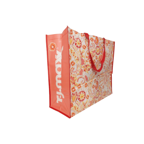 Sac cabas tissé en PP avec options de personnalisation rose et fleuri